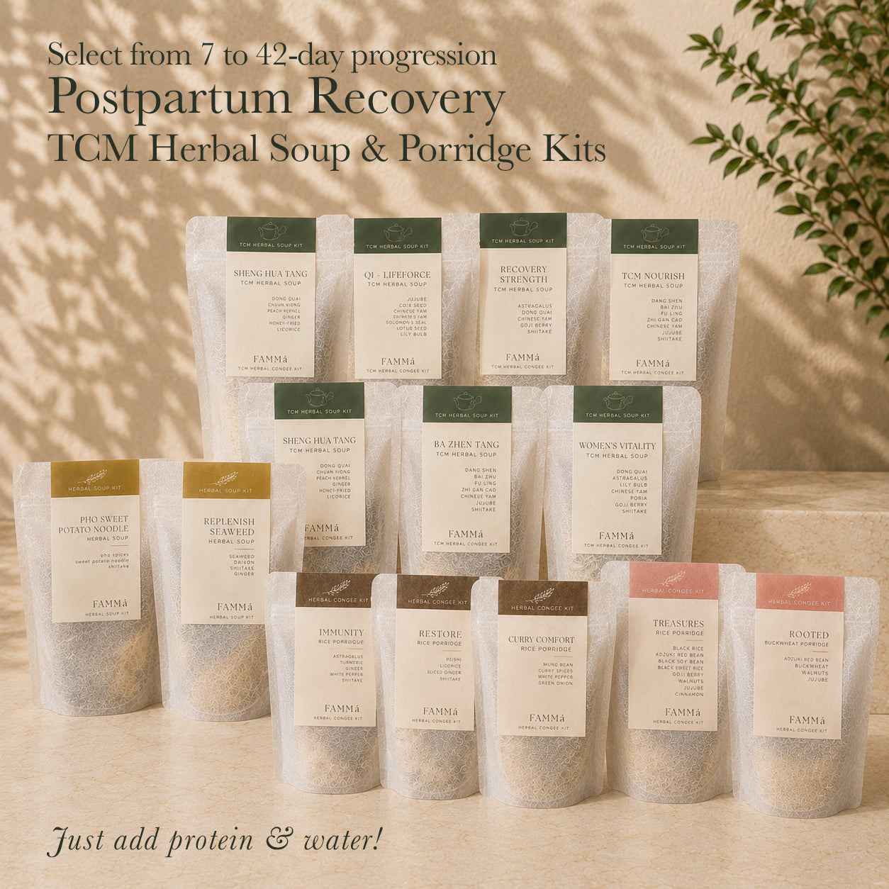 7 to 42 day Postpartum TCM Herbal Soup & Porridge Progression